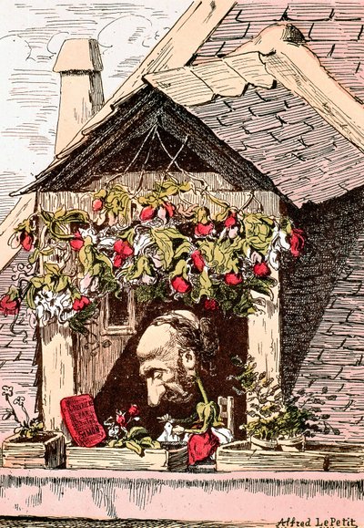 Cartoon van schrijver Jules Simon (1814-1896), auteur van "l