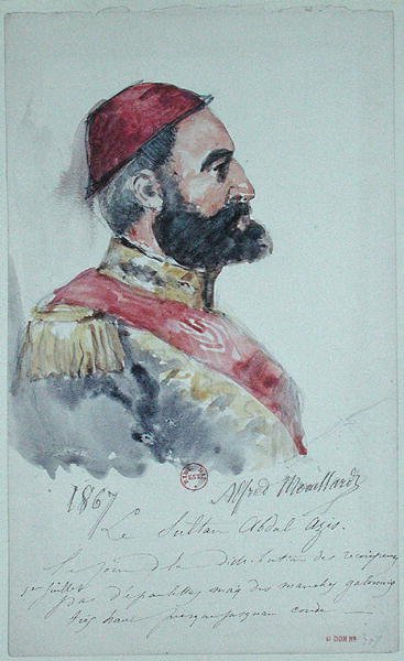 Sultan Abd al-Aziz (1830-76) 1867 door Alfred Mouillard