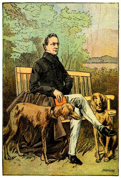 De dichter Alphonse de Lamartine met zijn honden door Alfred Prunaire