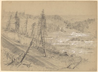 Spoorweg op de Dalles van de St. Louis door Alfred R. Waud