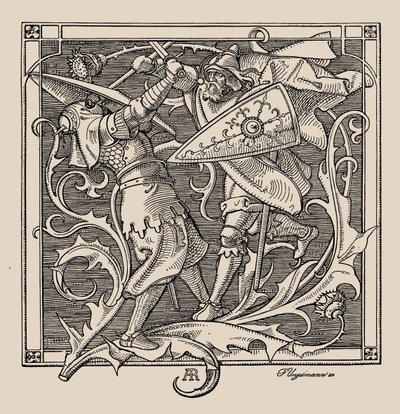 Die Nibelungen. Hagen van Troneck doodt Iring, 1840-1841 door Alfred Rethel