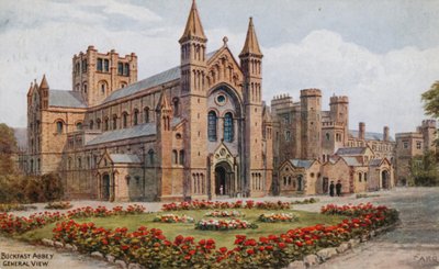 Buckfast Abbey (kleur litho) door Alfred Robert Quinton