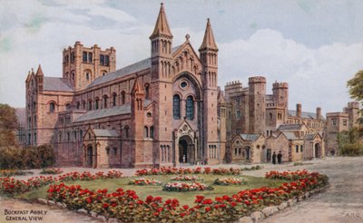 Buckfast Abbey, algemeen uitzicht (kleur litho) door Alfred Robert Quinton