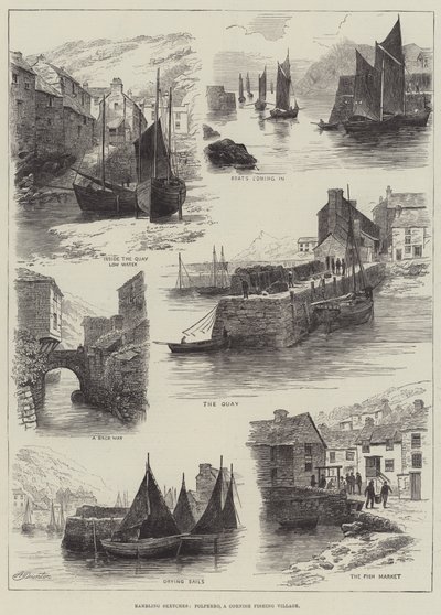 Zwerfschetsen, Polperro, een Cornish vissersdorp door Alfred Robert Quinton
