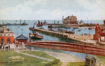 Swingbrug en haven, Lowestoft door Alfred Robert Quinton