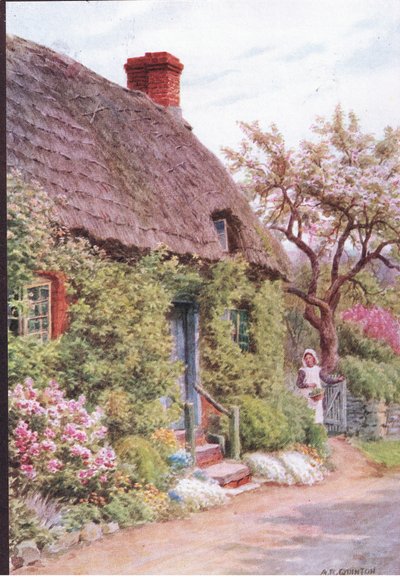 Deur van het huisje, Elmley Castle, Worcester, uit The Cottages and the Village Life of Rural England gepubliceerd door Dent & Sons Limited door Alfred Robert Quinton