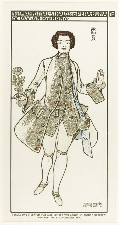 Kostuumontwerp voor de opera Der Rosenkavalier De Ridder van de Roos door Richard Strauss, 1910 door Alfred Roller