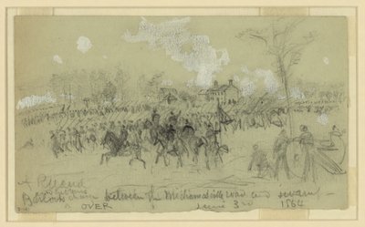 Barlow en Gibbons aanval tussen de Mechanicsville weg en het moeras door Alfred Rudolph Waud