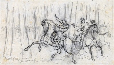 Dood van Reynolds bij Gettysburg 1863 door Alfred Rudolph Waud