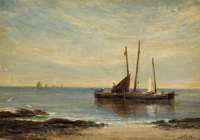 Vissersboten bij de monding van de Tay door Alfred Sanderson Edward