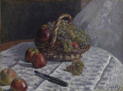 Appels en druiven in een mand, ca. 1880-81 door Alfred Sisley