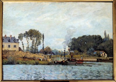 Boot bij de sluis van Bougival door Alfred Sisley