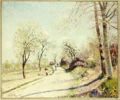 De weg van Veneux naar Moret op een lentedag, 1886 door Alfred Sisley