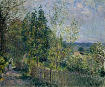 Het pad in het bos door Alfred Sisley