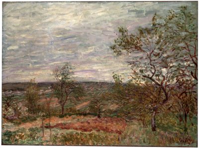 Winderige dag in Veneux door Alfred Sisley