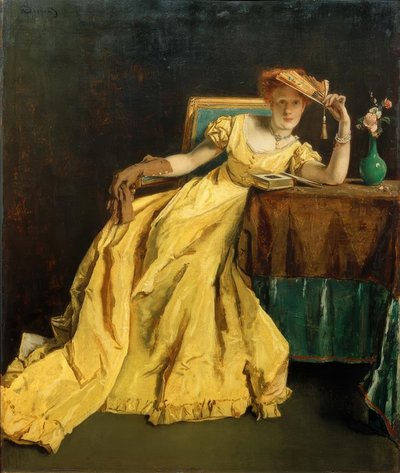 A. Stevens, De dame in geel door Alfred Emile Stevens