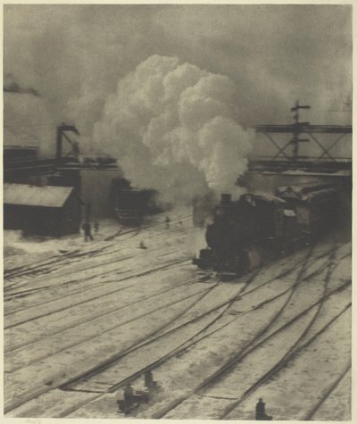 Het spoorwegemplacement, winter door Alfred Stieglitz