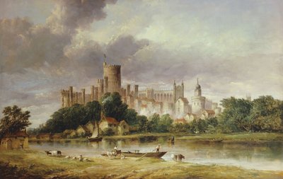 Een Uitzicht op Windsor Castle vanaf de Brocas Meadows, 1856 door Alfred Vickers
