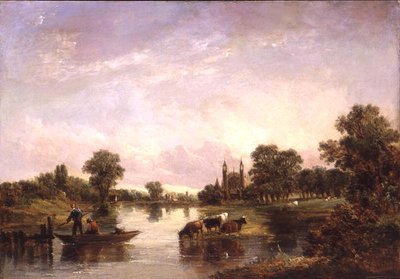 Uitzicht op Eton College vanaf de Theems door Alfred Vickers