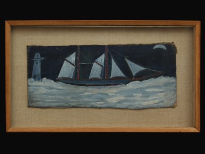 Trawler voor de kust van Cornwall, ca. 1930 door Alfred Wallis
