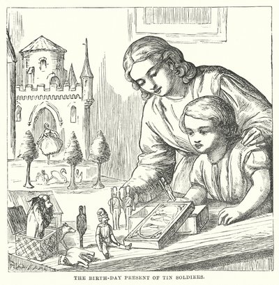 Hans Christian Andersen: De geharde tinnen soldaat (litho) door Alfred Walter (after) Bayes