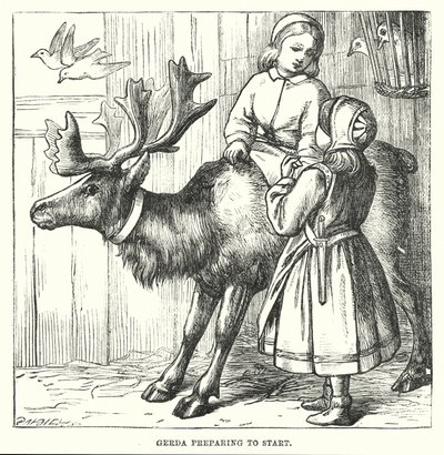 Hans Christian Andersen: De sneeuwkoningin (litho) door Alfred Walter (after) Bayes