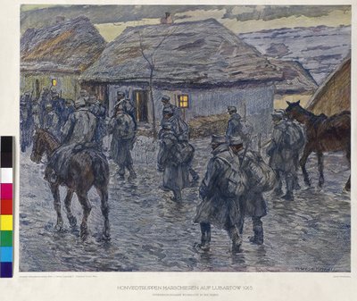 Honved troepen marcheren op Lubartov 1915 door Alfred Wesemann