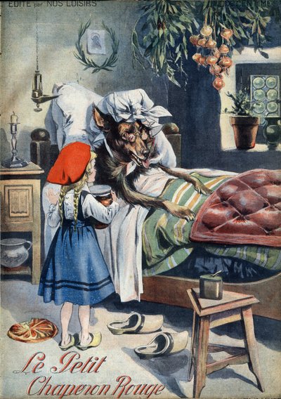 Roodkapje. Volksverhaal. Illustratie van Vaccari en Carrey in 