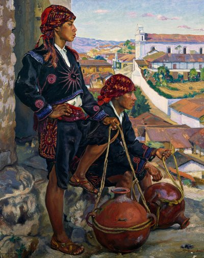Waterdragers, Chichicastenango door Alfredo Gálvez Suárez