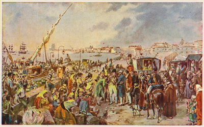 Jan van Braganza, Prins-Regent van Portugal, vertrekt naar Brazilië door Alfredo Roque Gameiro