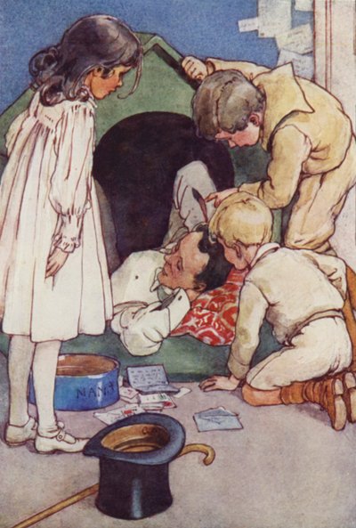 Hij zou in de kennel wonen tot de terugkeer van zijn kinderen. door Alice Bolingbroke (after) Woodward