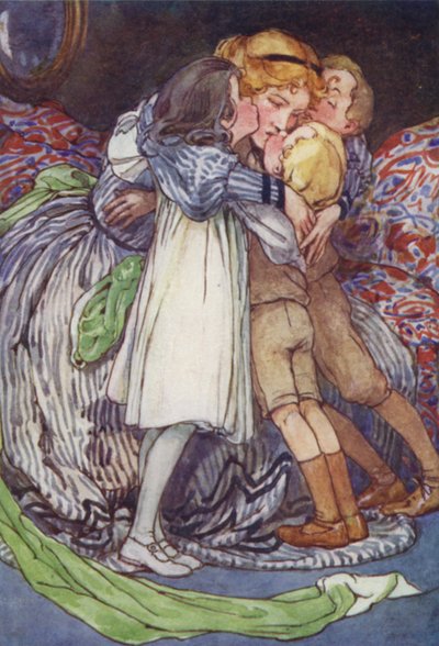 Die lieve gezichten tegen de hare gedrukt (kleur litho) door Alice Bolingbroke (after) Woodward