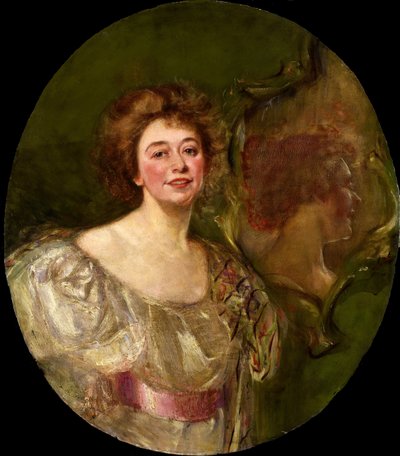 Zelfportret weerspiegeld in spiegel door Alice Pike Barney