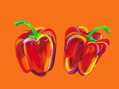 Levendige rode paprika’s door Alice Straker