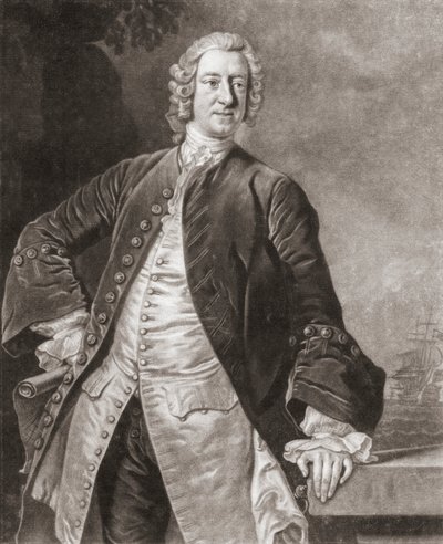 Admiraal Edward Boscawen. Portret. door Allan (after) Ramsay