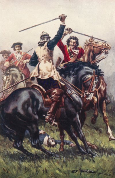 Gevecht tussen een Ironside en een Cavalier door Allan (after) Stewart
