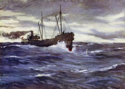 De collier Thordis op het punt een Duitse onderzeeër te rammen door Allan (after) Stewart