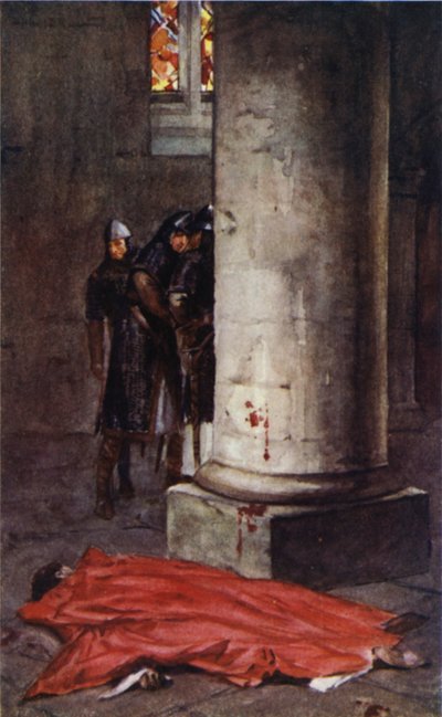 De moord op Thomas a Becket in de kathedraal van Canterbury door Allan (after) Stewart