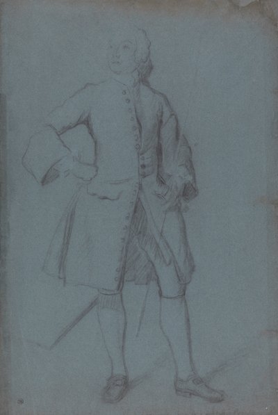 Man die een staf in zijn linkerhand houdt, volledige lengte door Allan Ramsay