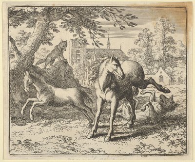Renard Gaat met de Das naar het Hof om de Woede van de Leeuw te Sussen, 1650-75 door Allart van Everdingen