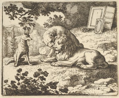 Renard Liegt dat hij de Ram Verschillende Kostbare Objecten Gaf die voor de Leeuw Waren..., 1650-75 door Allart van Everdingen