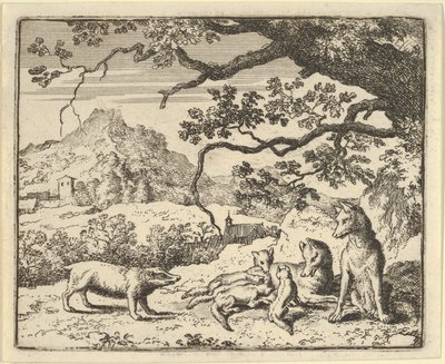 Renard ontvangt een nieuwe dagvaarding van de das, 1650-75 door Allart van Everdingen