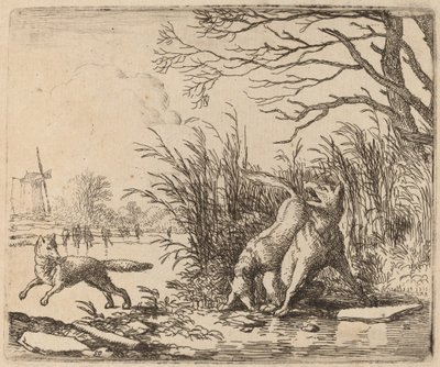 De wolven op het ijs, waarschijnlijk ca. 1645-1656 door Allart van Everdingen
