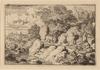 Twee ruiters op een rotsachtig pad, waarschijnlijk ca. 1645-1656 door Allart van Everdingen