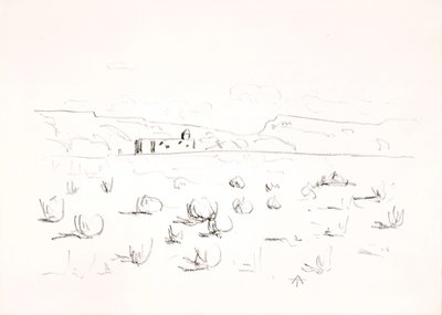 Prairie met kerk op de achtergrond door Allen Tucker