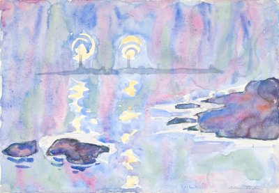 Aquarel nr. 73, Blauw en lavendel door Allen Tucker