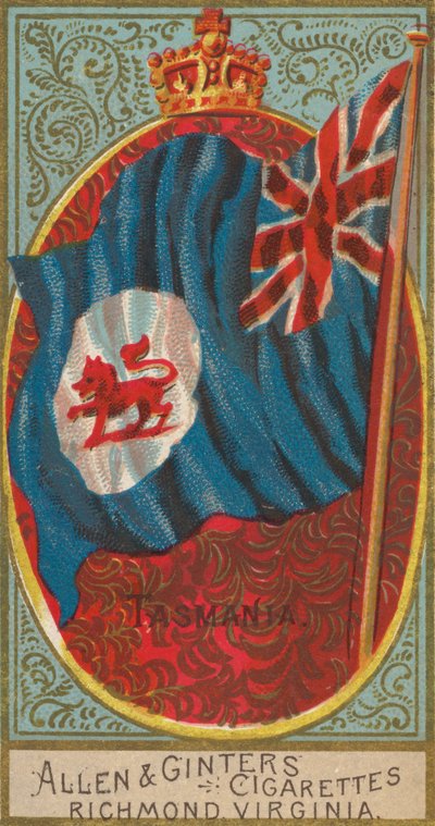 Tasmanië, uit Vlaggen van Alle Naties, Serie 2 N10 voor Allen & Ginter Sigarettenmerken, ..., 1890 door Allen and Ginter