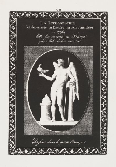 Kunst van de Lithografie: Toewijdingsblad, Plaat VII door Alois Senefelder