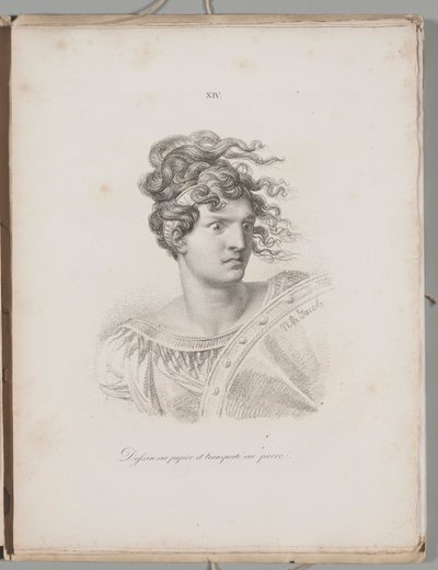 Kunst van de Lithografie: Kop van een Amazone, Plaat XIV door Alois Senefelder