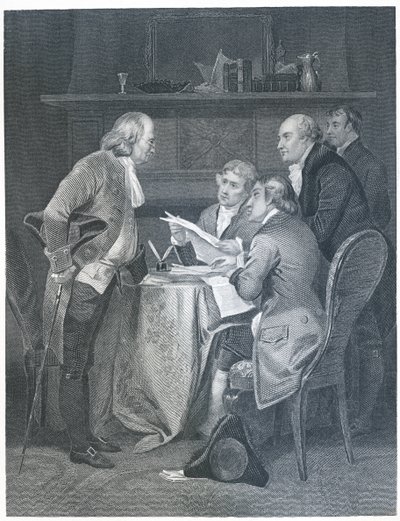 Het Opstellen van de Onafhankelijkheidsverklaring in 1776, 1859 door Alonzo Chappel